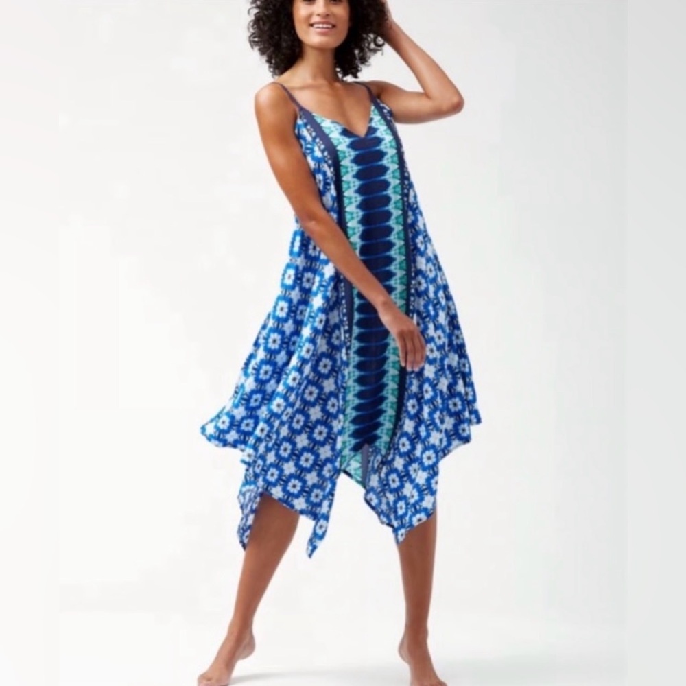 Tommy Bahama Tide Seashell Scarf Dress Swim Cover-Up S/M Blue